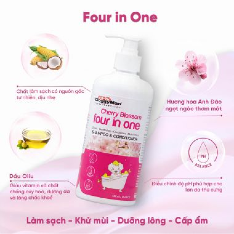DoggyMan Sữa tắm thú cưng Four in One (dành cho mọ...